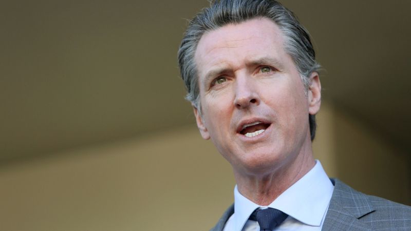 Gov. Gavin Newsom is seen at a news conference in February 2019. (Credit: Dania Maxwell / Los Angeles Times)