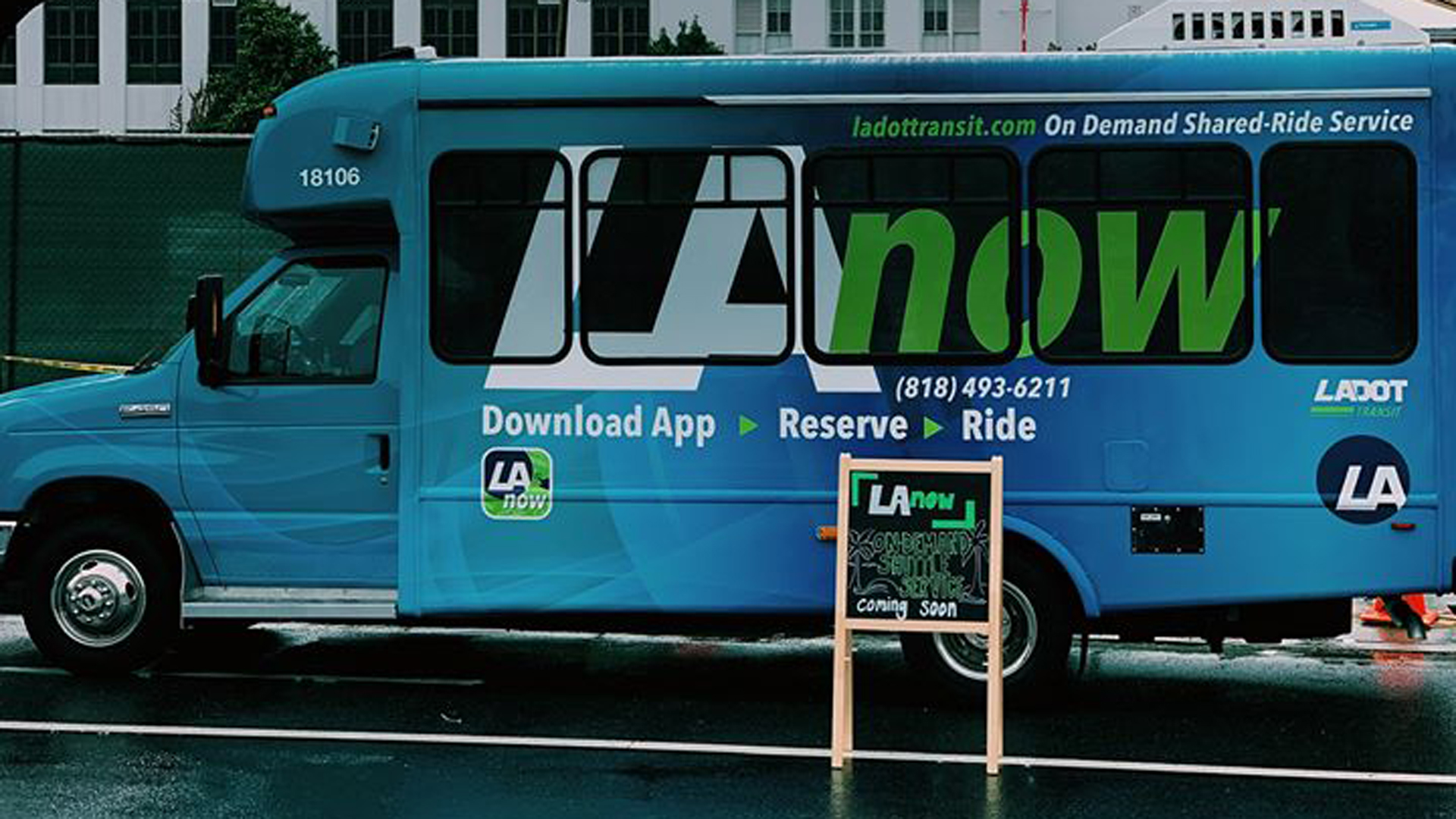 An LAnow shuttle bus is seen in an image posted on the LADOT Transit Facebook page.