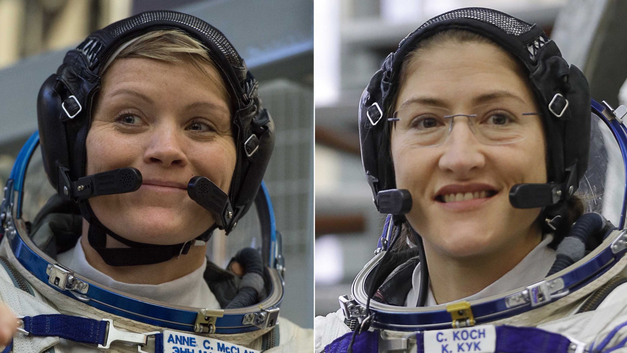 NASA astronauts Anne McClain and Christina Koch were set to make history as the first all-female crew to conduct a spacewalk at the International Space Station, but it was announced on March 25, 2019, that the historic spacewalk will be delayed because of spacesuit issues. (Credit: Getty Images via CNN)