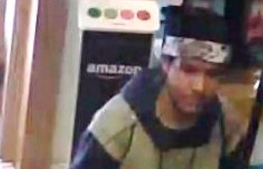 A suspect linked to a March 15, 2019 incident at Century City Mall appears in a surveillance image released by Los Angeles police. (Credit: Los Angeles Police Department)