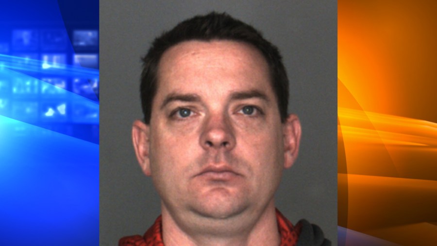 Jason James Bemowski, 38, a sergeant in the Chino Police Department, pictured in a photo released by the Roseville Police Department following his arrest on March 7, 2019.