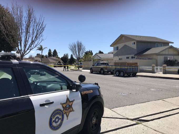 The scene where a man was found dead inside a car trunk in Stanton is seen here on March 8, 2019. (Credit: Orange County Sheriff's Department via Twitter)