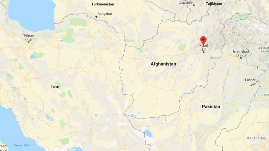 The approximate location of an April 8, 2019, roadside bombing near Bagram Air Base, north of Kabul, Afghanistan, is seen in this image from Google Maps.