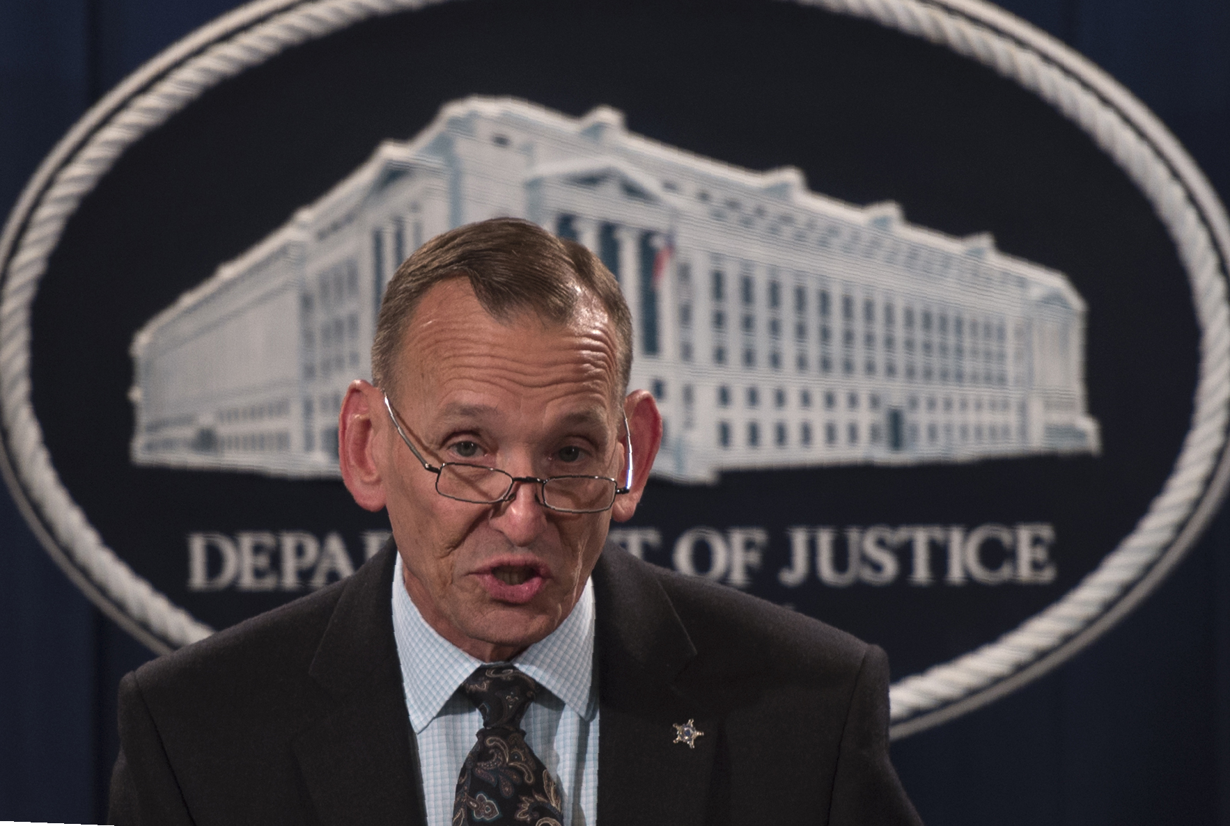 Director of the US Secret Service Randolph Alles speaks during a press conference at the Department of Justice in Washington, DC on Oct. 26, 2018 following the arrest of bombing suspect Cesar Sayoc in Florida. (Credit: ANDREW CABALLERO-REYNOLDS/AFP/Getty Images)