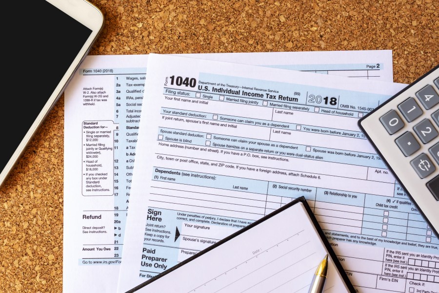 U.S. 1040s tax return is seen in this file photo. (Credit: Noral Carol Photography via Getty Images)