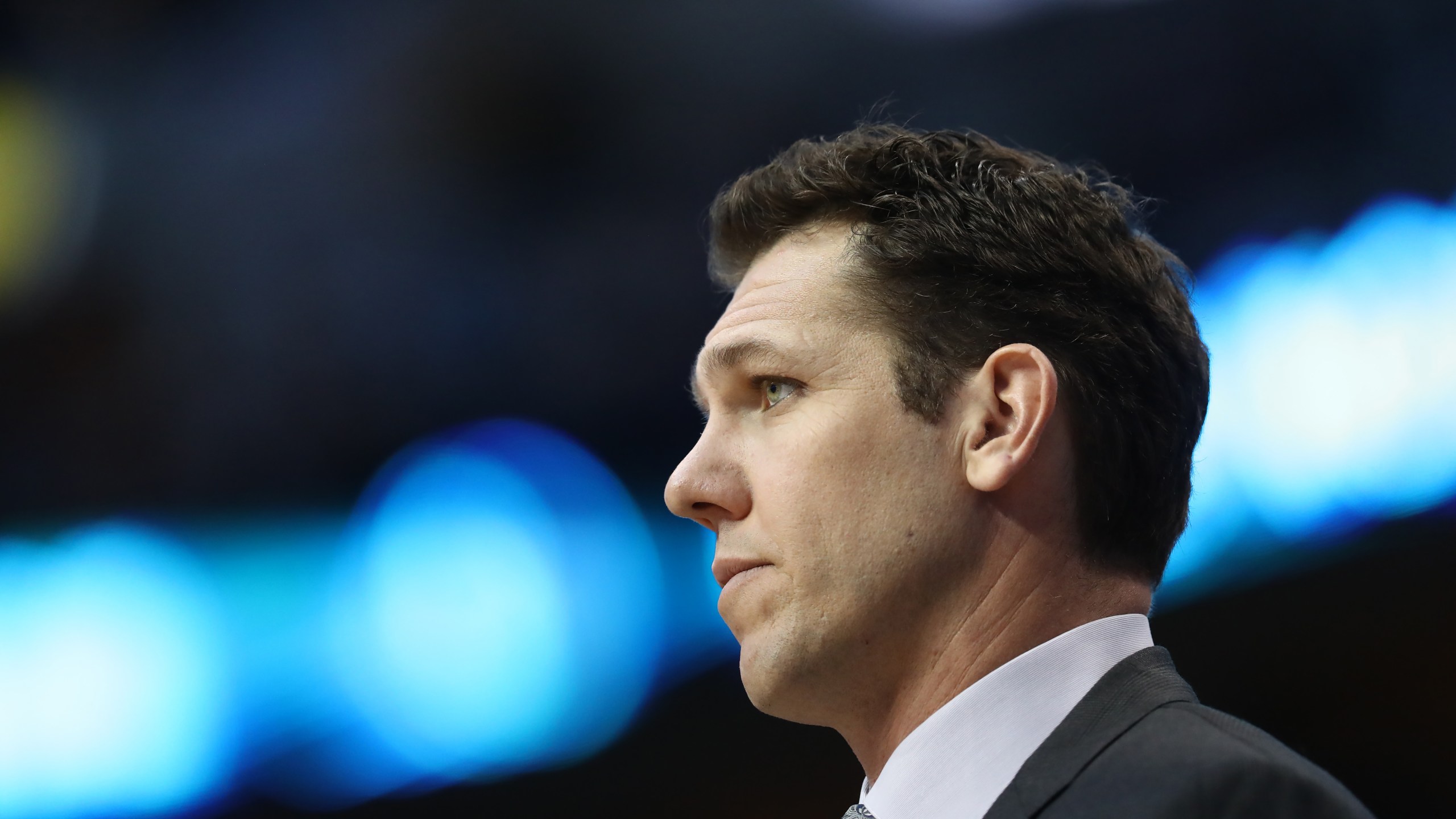 Luke Walton looks on during a game between the Los Angeles Lakers and the Dallas Mavericks at American Airlines Center on Jan. 7, 2019 in Dallas, Texas. (Credit: Ronald Martinez/Getty Images)