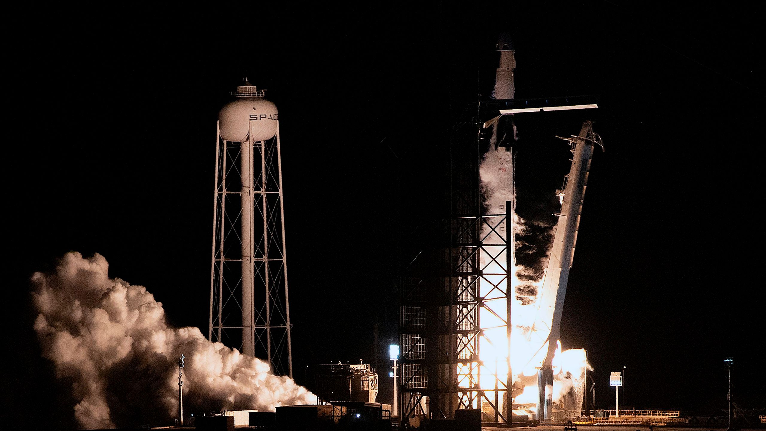 SpaceX Falcon 9 rocket with the company's Crew Dragon spacecraft onboard takes off during the Demo-1 mission, at the Kennedy Space Center in Florida on March 2, 2019. (Credit: Jim Watson/AFP/Getty Images)