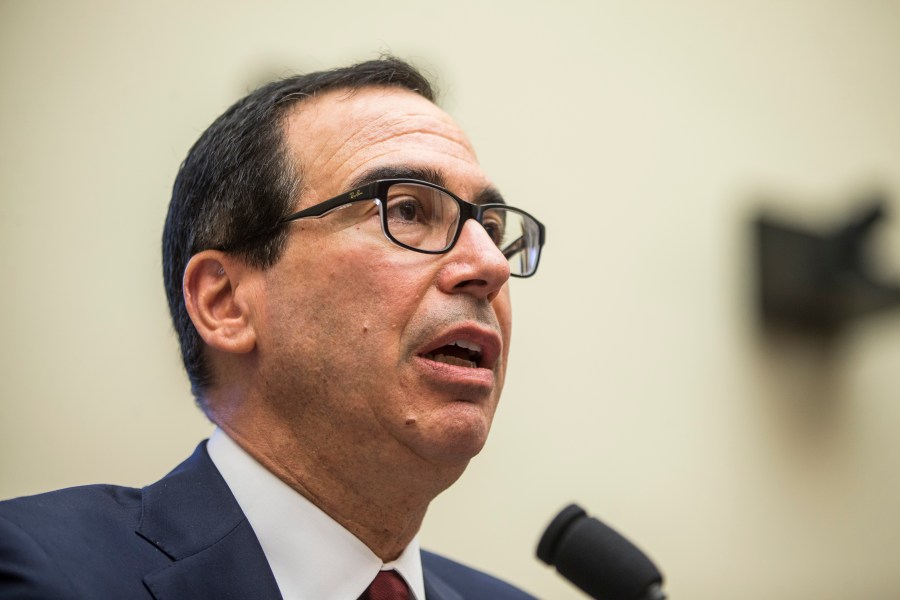 U.S. Secretary of Treasury Steve Mnuchin testifies during a House Financial Services Committee Hearing on Capitol Hill on April 9, 2019, in Washington, D.C. (Credit: Zach Gibson/Getty Images)