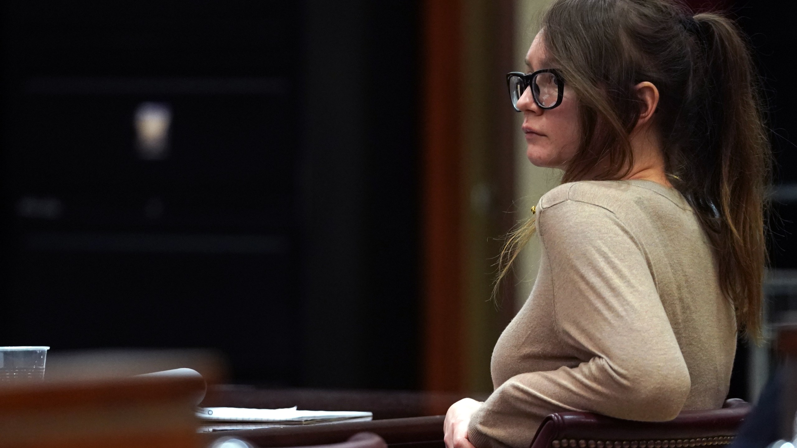 Anna Sorokin better known as Anna Delvey, 28, is seen in the courtroom during her trial at the New York State Supreme Court in New York on April 11, 2019. (Credit: Timothy A. Clary/AFP/Getty Images)