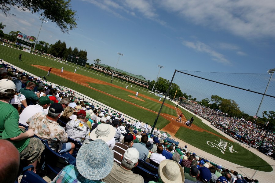 A veiw from up high as the Houston Astros take on the Los Angeles Dodgers during spring training in the last game played by the Dodgers in Dodgertown before moving to Arizona, March 17, 2008 in Vero Beach, Florida. (Credit: Doug Benc / Getty Images)