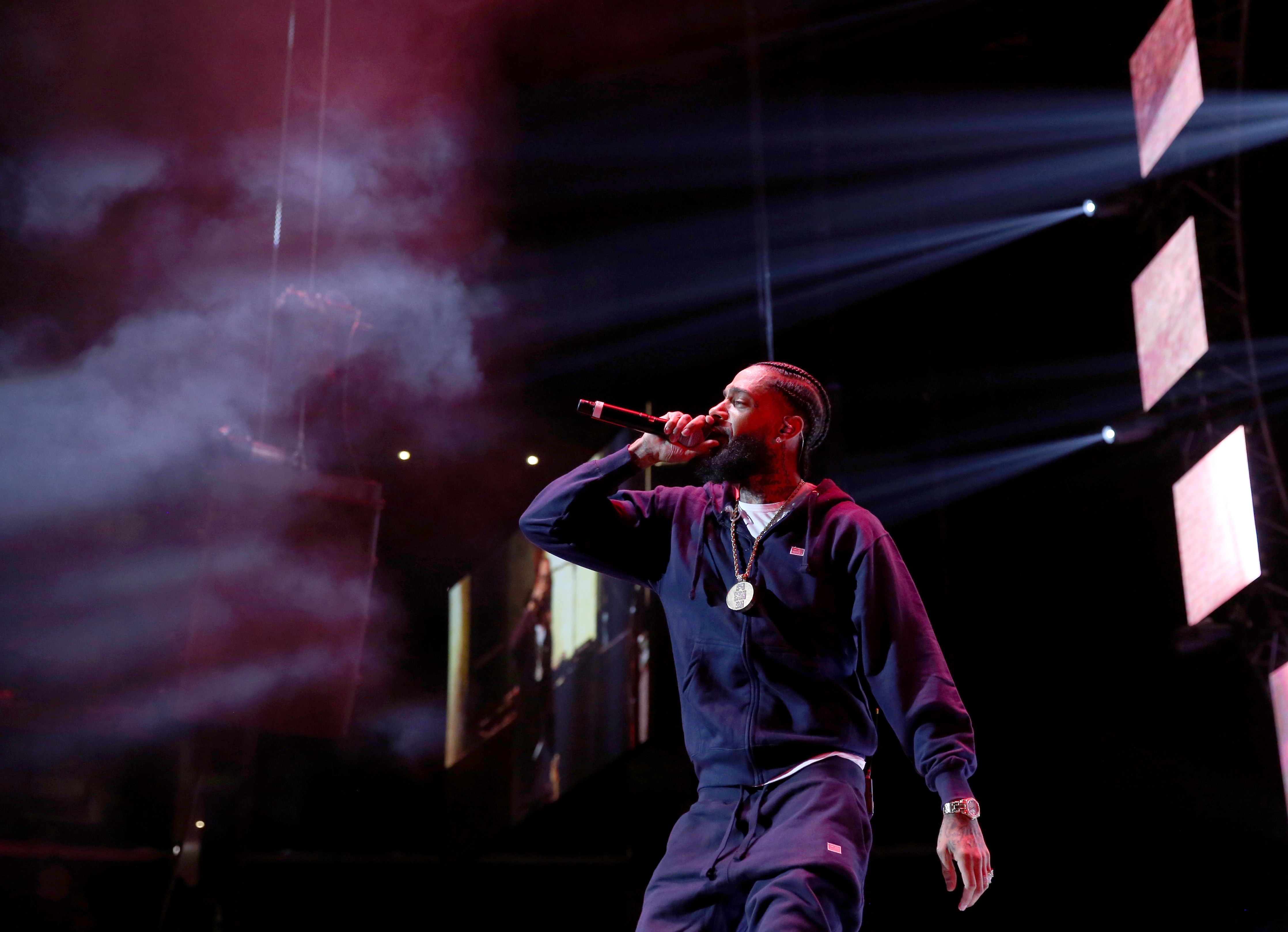 Nipsey Hussle performs onstage at the Staples Center on June 23, 2018, in Los Angeles. (Credit: Bennett Raglin/Getty Images for BET)