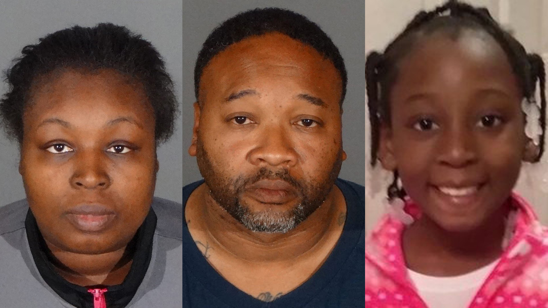 Taquesta Graham, left, Emiel Hunt, center, and Trinity Love Jones, right, are seen in photos released by the Los Angeles County Sheriff's Department.