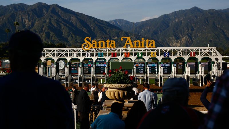 The Santa Anita racetrack in Arcadia is seen in this undated photo. (Credit: Kent Nishimura / Los Angeles Times)