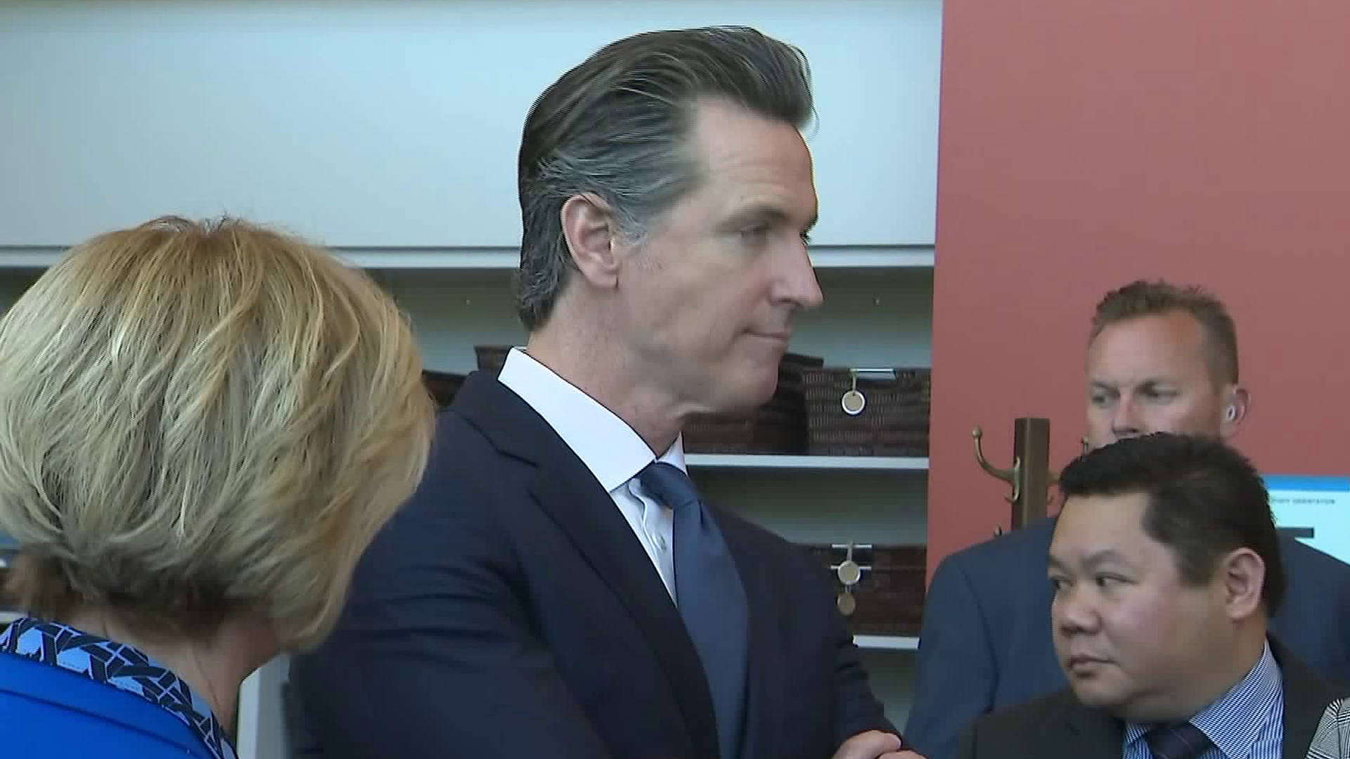 Gov. Gavin Newsom visits Downey on April 17, 2019. (Credit: KTLA)