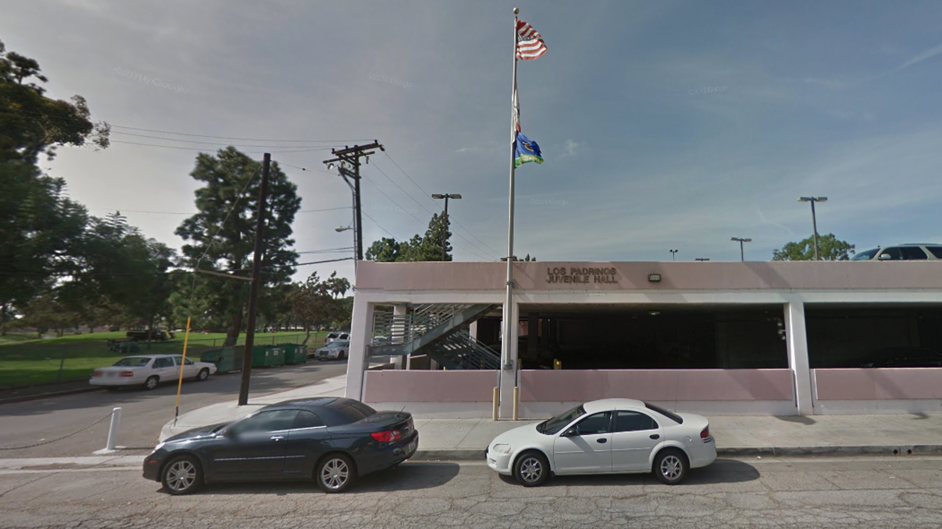 Los Padrinos Juvenile Hall in Downey is shown in a Street View image from Google Maps.