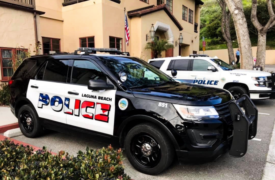 A Laguna Beach police patrol car appears in a photo tweeted by the agency on March 3, 2019.