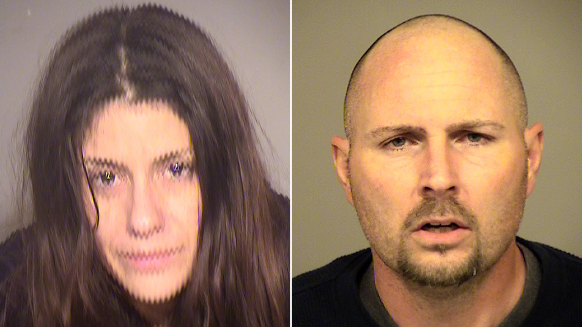 From left: Elise Main, 38, and Joshua Draper, 39, are seen in booking photos released April 8, 2019, by the Ventura County Sheriffs Department.