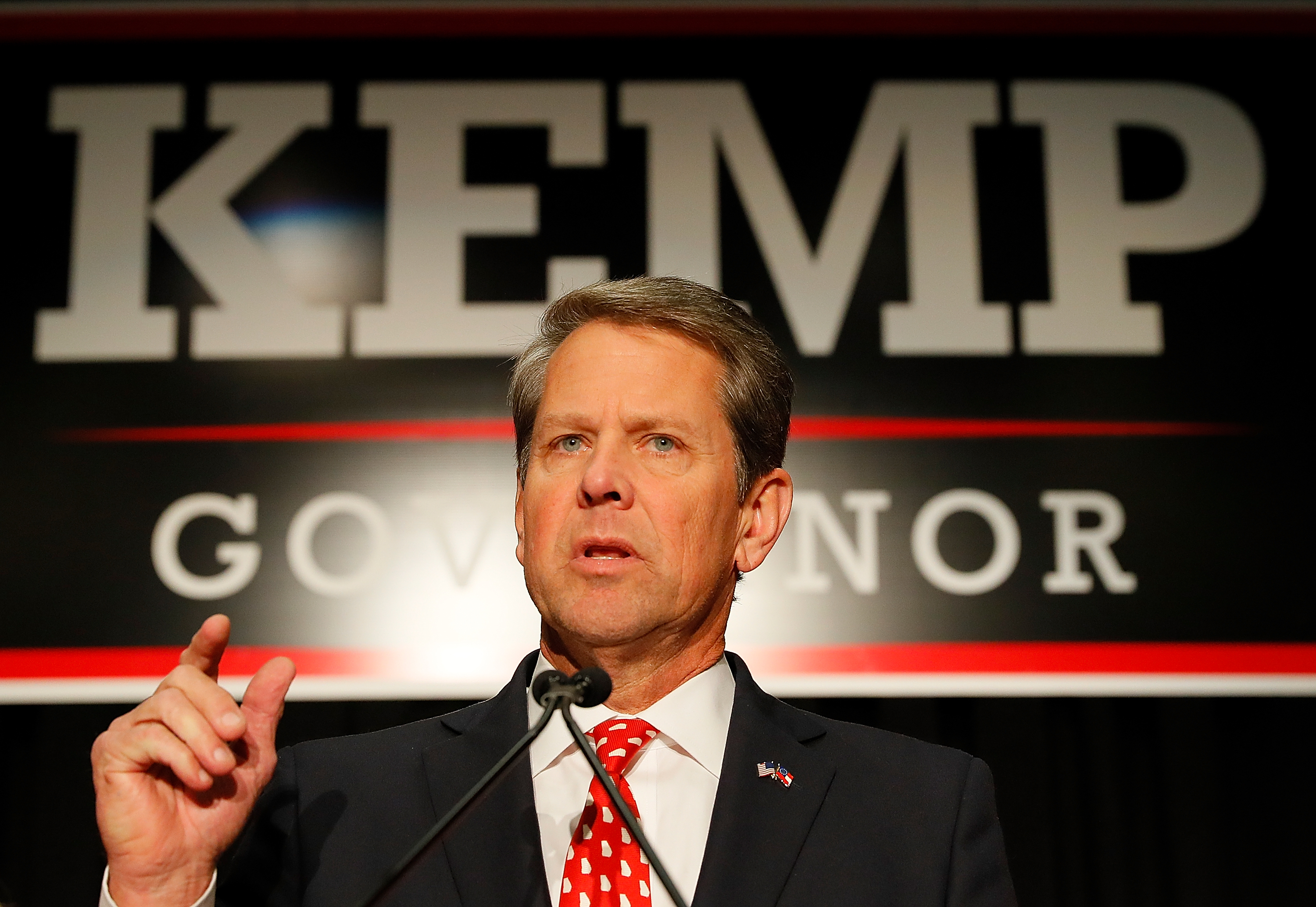 Then Republican gubernatorial candidate Brian Kemp attends the Election Night event at the Classic Center in Athens Georgia on Nov. 6, 2018. (Credit: Kevin C. Cox/Getty Images)