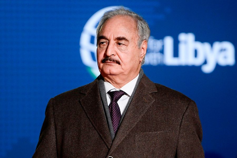 Self-proclaimed Libyan National Army (LNA) Chief of Staff, Khalifa Haftar, arrives for a conference on Libya on Nov. 12, 2018, at Villa Igiea in Palermo.(Credit: FILIPPO MONTEFORTE/AFP/Getty Images)