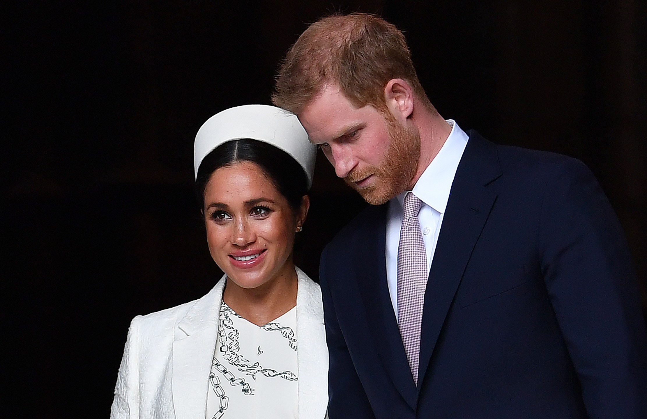 Britain's Prince Harry, Duke of Sussex and Meghan, Duchess of Sussex, leave after attending a Commonwealth Day Service at Westminster Abbey in central London on March 11, 2019. (Credit: BEN STANSALL/AFP/Getty Images)