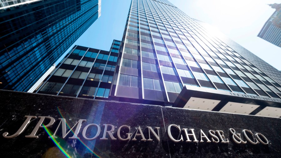 The JPMorgan Chase & Co. World headquarters is pictured on April 17, 2019 in New York City. (Credit: JOHANNES EISELE/AFP/Getty Images)