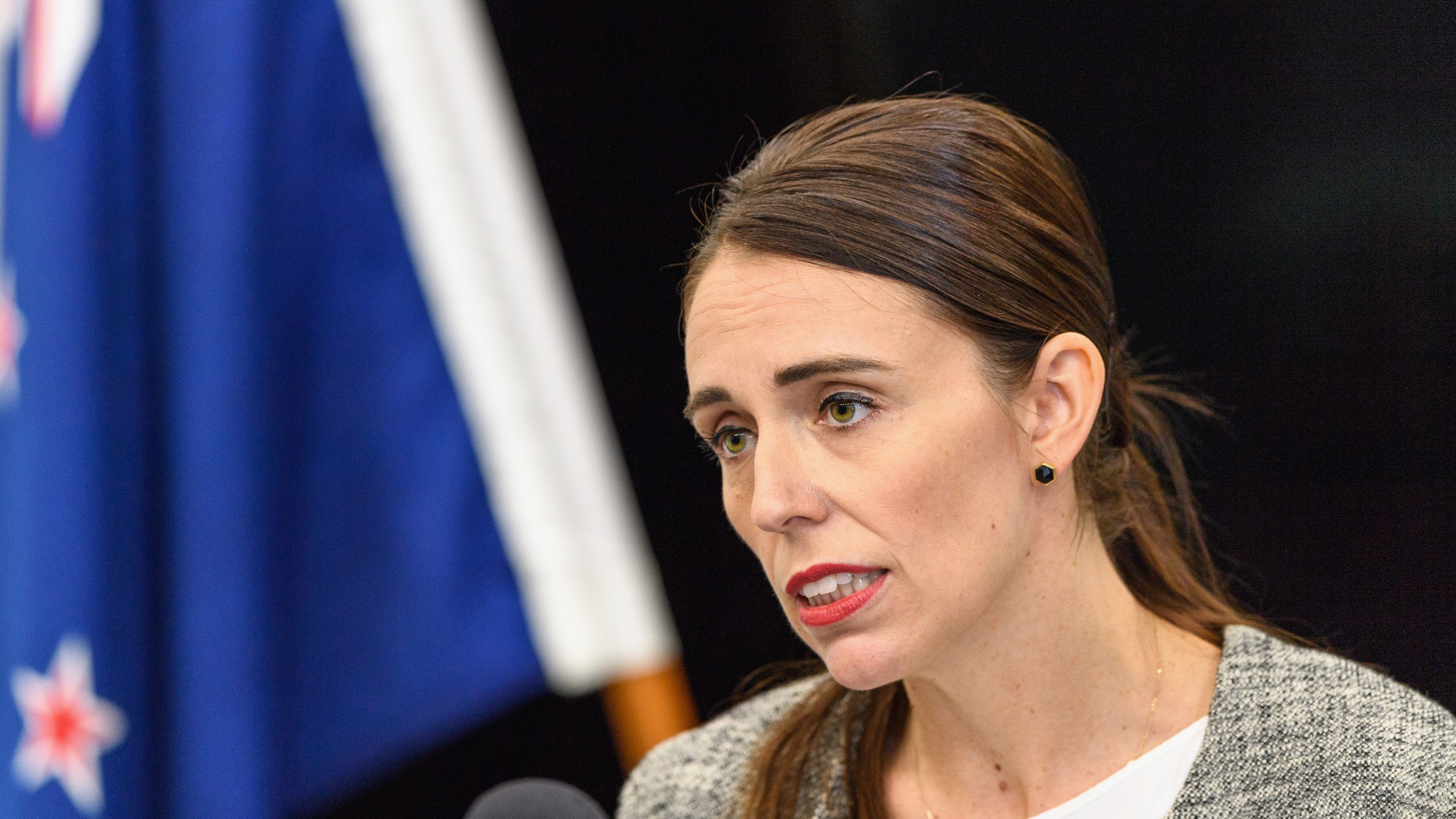 New Zealand Prime Minister Jacinda Ardern speaks to the media during a press conference at the Justice and Emergency Services precinct on March 28, 2019 in Christchurch, New Zealand. (Credit: Kai Schwoerer/Getty Images)