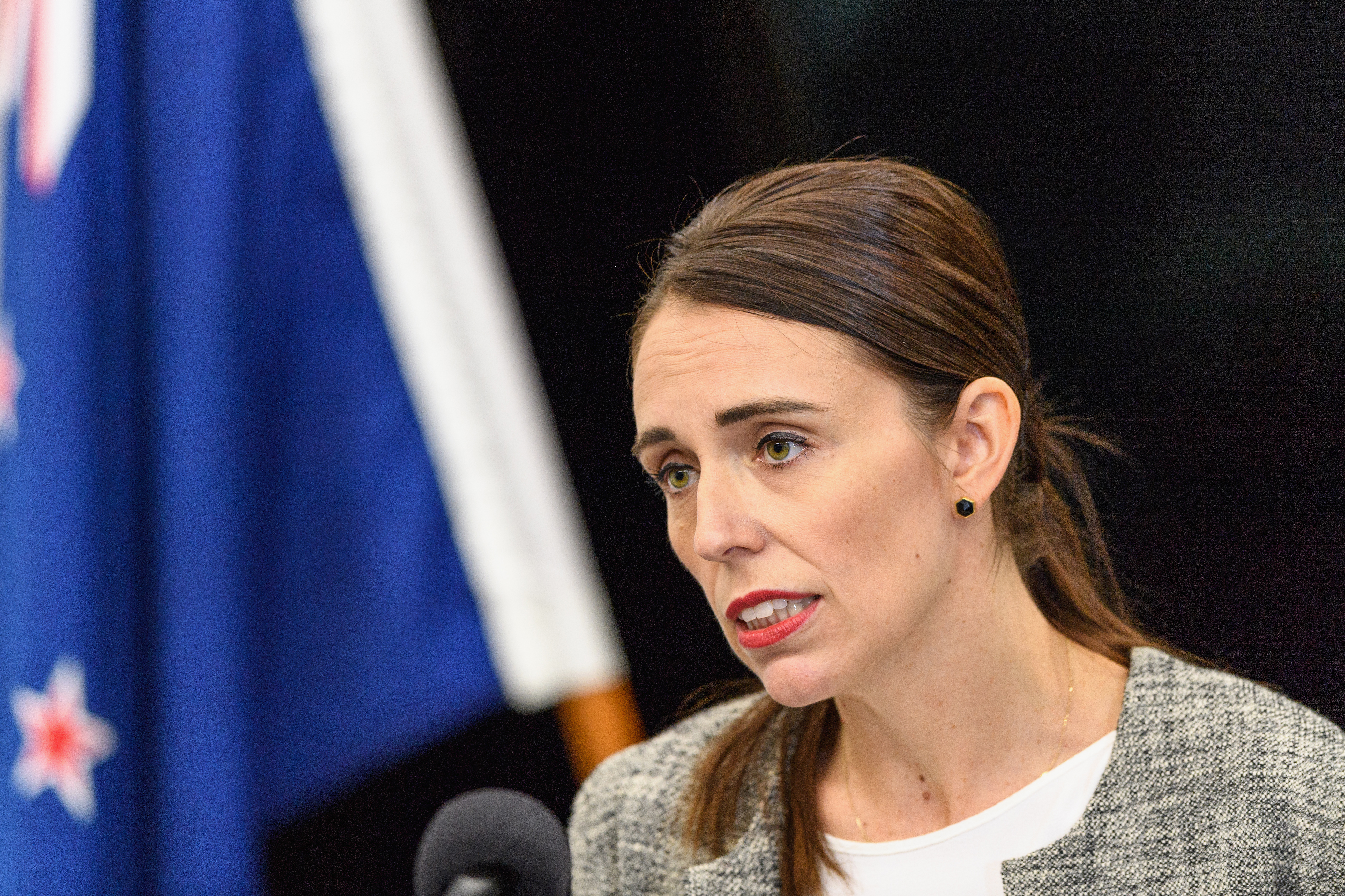 New Zealand Prime Minister Jacinda Ardern speaks to the media during a press conference at the Justice and Emergency Services precinct on March 28, 2019 in Christchurch, New Zealand. (Credit: Kai Schwoerer/Getty Images)