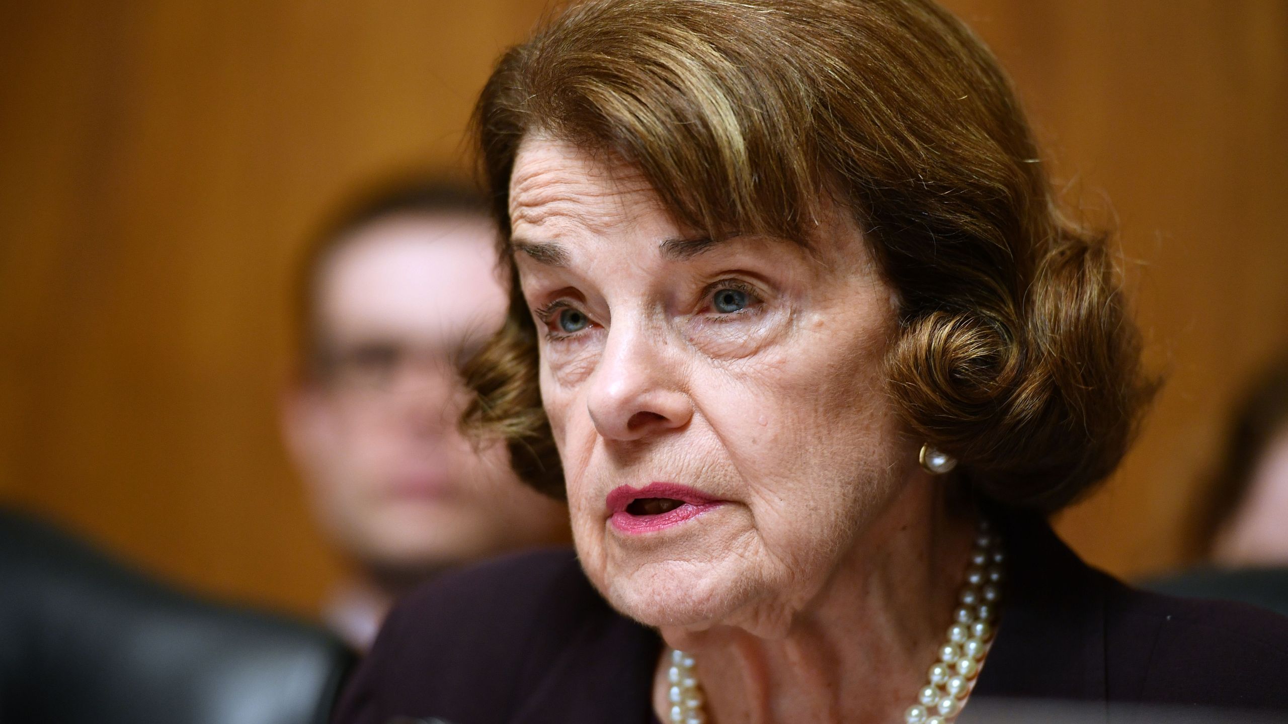 Sen. Dianne Feinstein speaks as Attorney General William Barr prepares to testify before the Senate Judiciary Committee on the Mueller report on May 1, 2019. (Credit: Mandel Ngan / AFP / Getty Images)