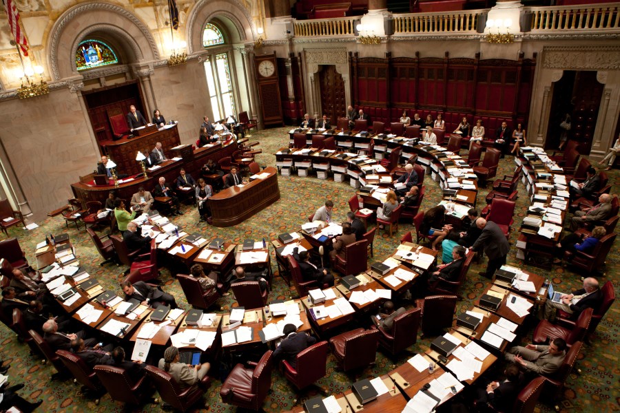 The New York State Senate debates legislation in the Senate chamber on June 16, 2011, in Albany, New York. (Credit: Matthew Cavanaugh/Getty Images)