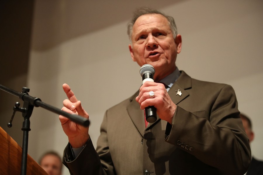 Republican Senatorial candidate Roy Moore speaks about the race against his Democratic opponent Doug Jones on Dec. 12, 2017 in Montgomery, Alabama. (Credit: Joe Raedle/Getty Images)