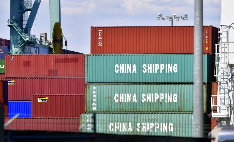 Containers are stacked on a vessel at the Port of Long Beach on July 6, 2018, including some from China Shipping, a conglomerate under the direct administration of China's State Council. (Credit: FREDERIC J. BROWN/AFP/Getty Images)