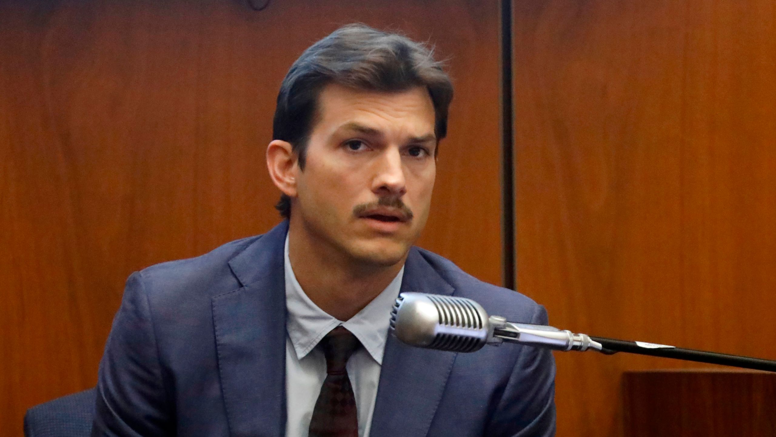 Actor Ashton Kutcher testifies in court in Los Angeles on May 29, 2019, during the trial of People v Michael Thomas Gargiulo, also known as "The Hollywood Ripper." (Credit: Genaro Molina / POOL / AFP)