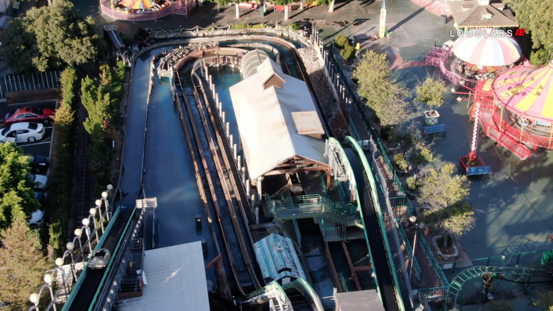 Three people were hurt when a car from a log ride at the Castle Park amusement park in Riverside tossed out occupants on May 25, 2019. (Credit: Loudlabs)