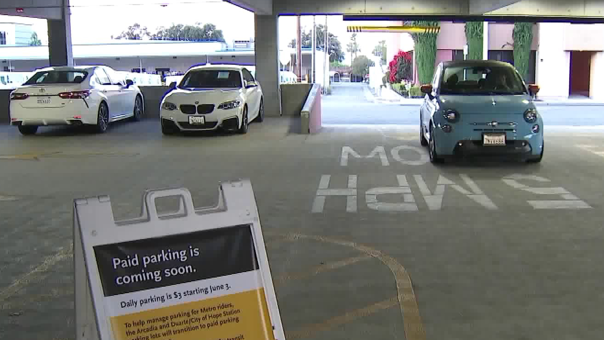 An L.A. Metro parking area in Arcadia is seen on May 28, 2019. (Credit: KTLA)