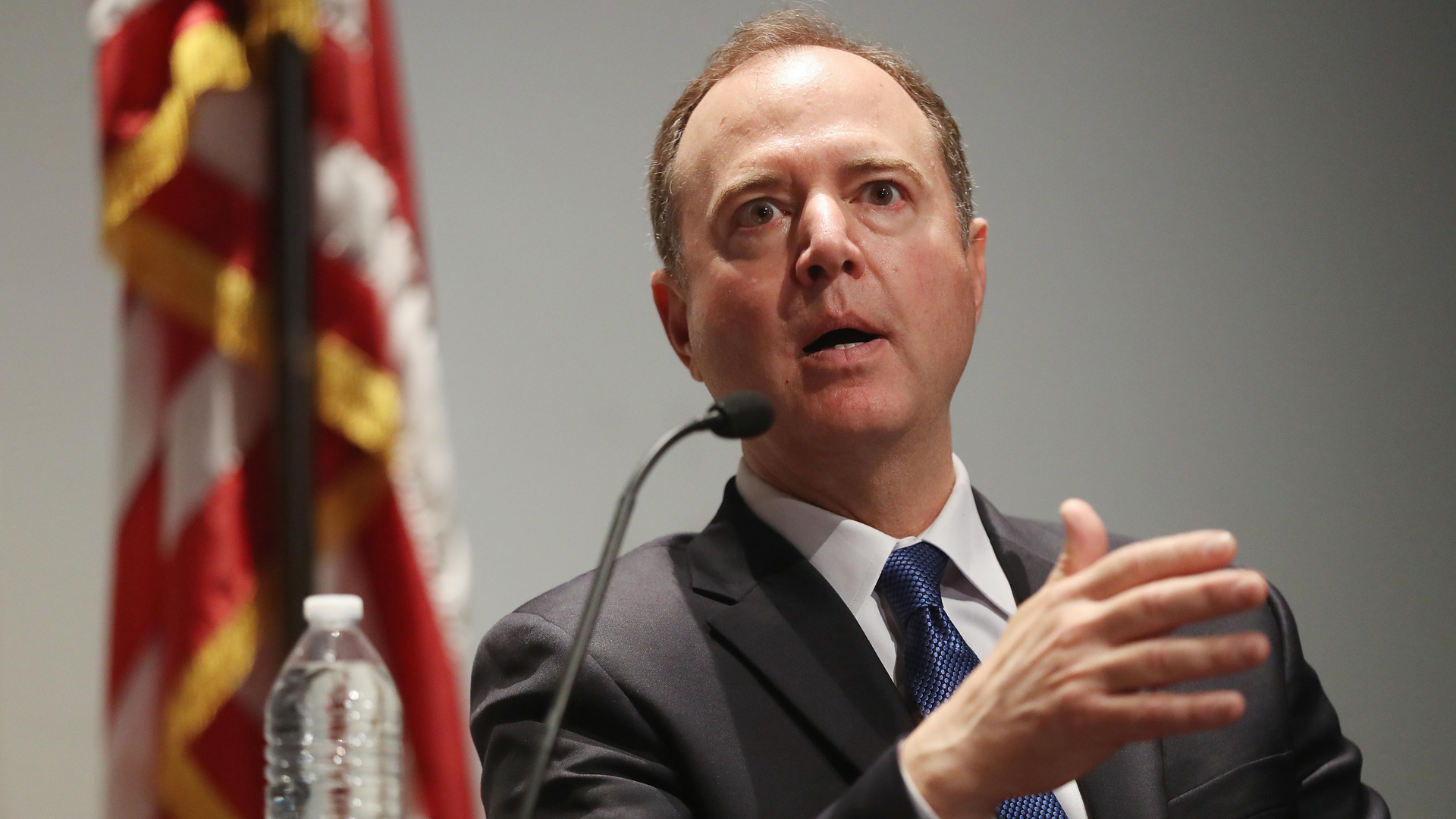 Chairman of the House Intelligence Committee Adam Schiff (D-CA) speaks at a discussion on 'constitutional clash' and the separation of powers on May 30, 2019 in Los Angeles. (Credit: Mario Tama/Getty Images)