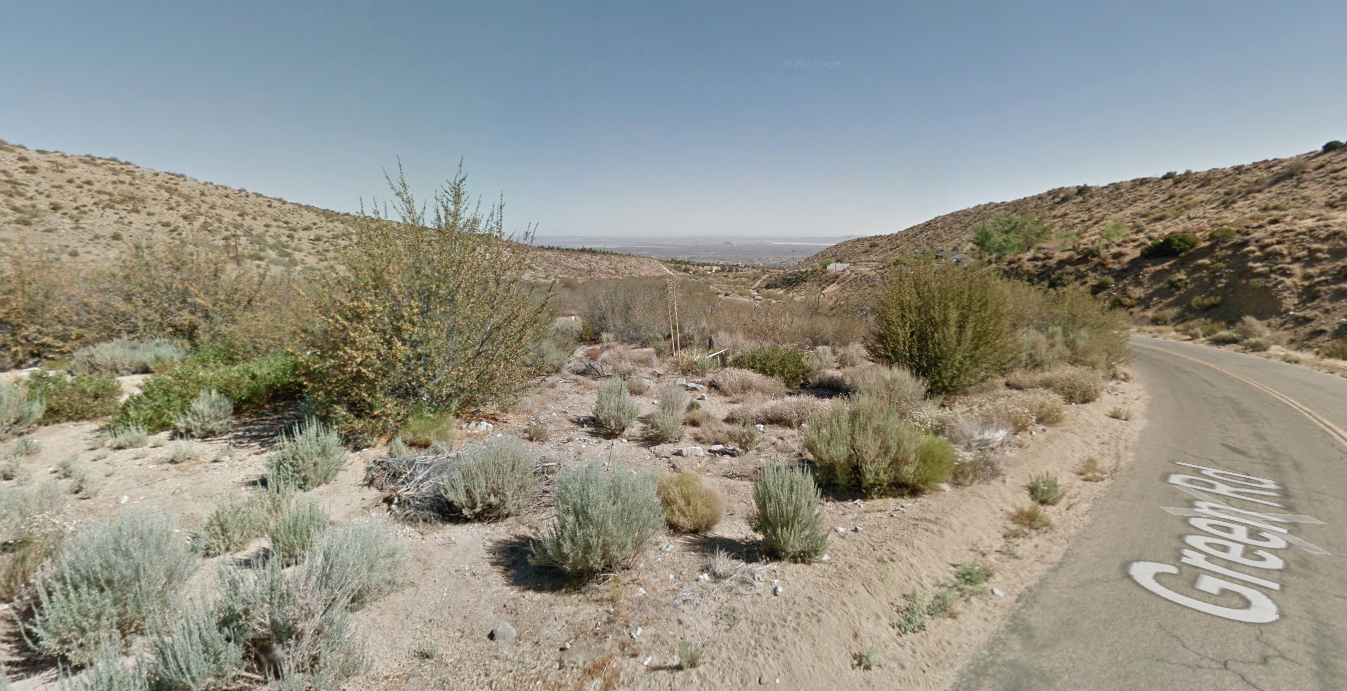 The area Via Vedanta and Green roads in Pinon Hills is seen in a Google Maps Street View image on May 27, 2019.