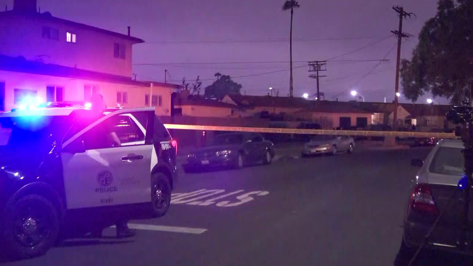 The scene in South L.A. where a suspected murder-suicide was reported May 13, 2019, is seen here. (Credit: KTLA)