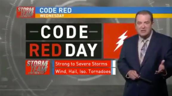 Joe Crain appears in front of the weather wall at his former news station WICS in Springfield, Illinois, in this image from video courtesy of CNN.