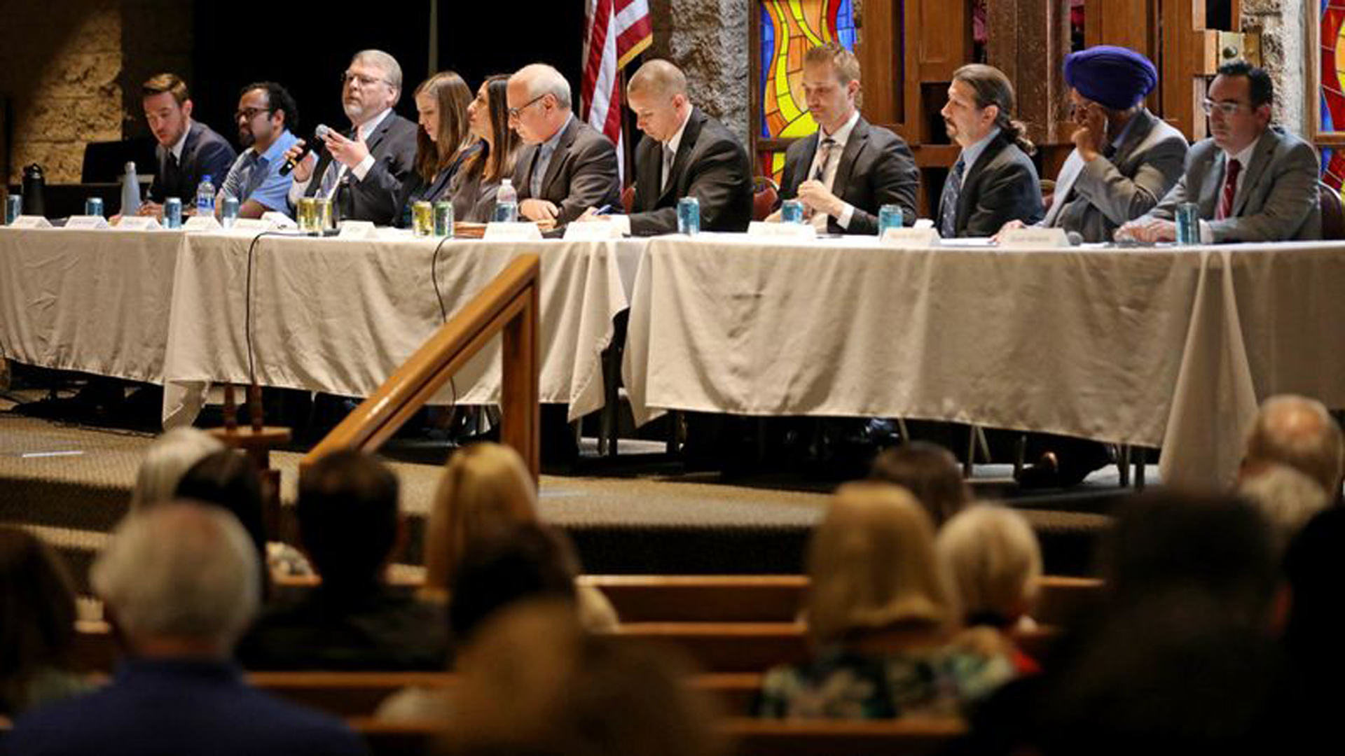 L.A. City Council District 12 candidates at a forum in April. (Credit: Gary Coronado / Los Angeles Times)