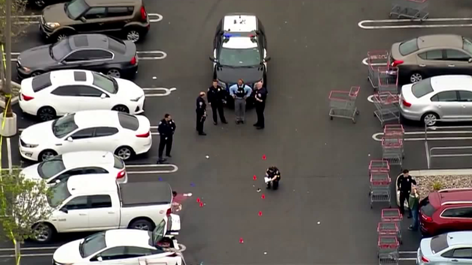 Police respond to investigate a shooting outside a Costco in Chula Vista on June 17, 2019. (Credit: KSWB)