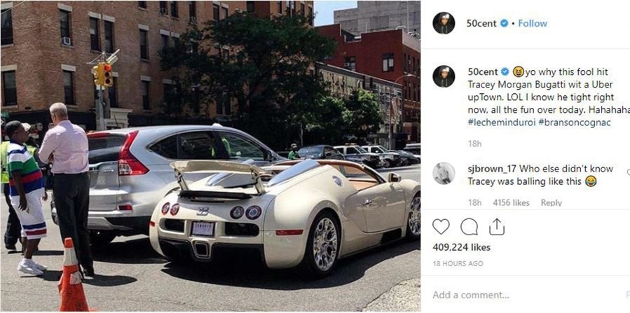 Morgan was half a mile from the dealership where he purchased the vehicle. (Credit: 50 Cent / Instagram)