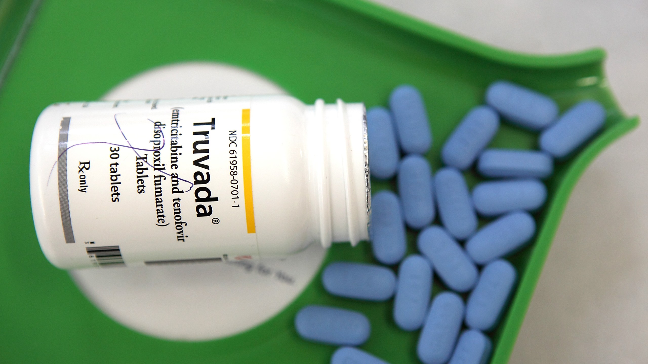 A bottle of antiretroviral drug Truvada is displayed at Jack's Pharmacy in San Anselmo, California on Nov. 23, 2010. (Credit: Justin Sullivan/Getty Images