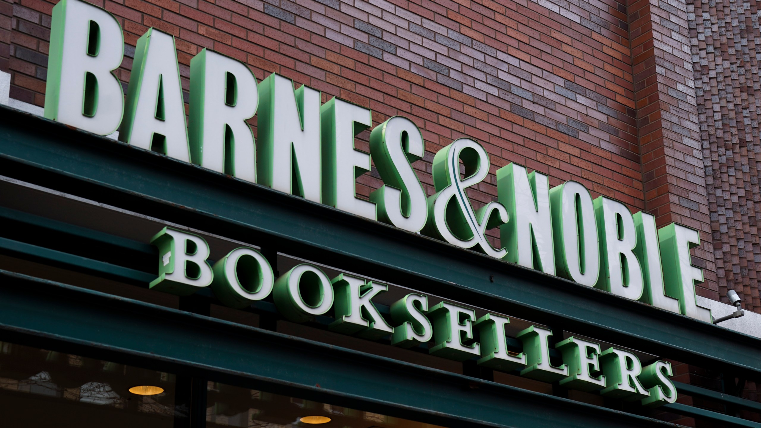 Signage for a Barnes & Noble bookstore stands above the entrance, Jan. 10, 2019, in the Brooklyn borough of New York City. (Credit: Drew Angerer/Getty Images)