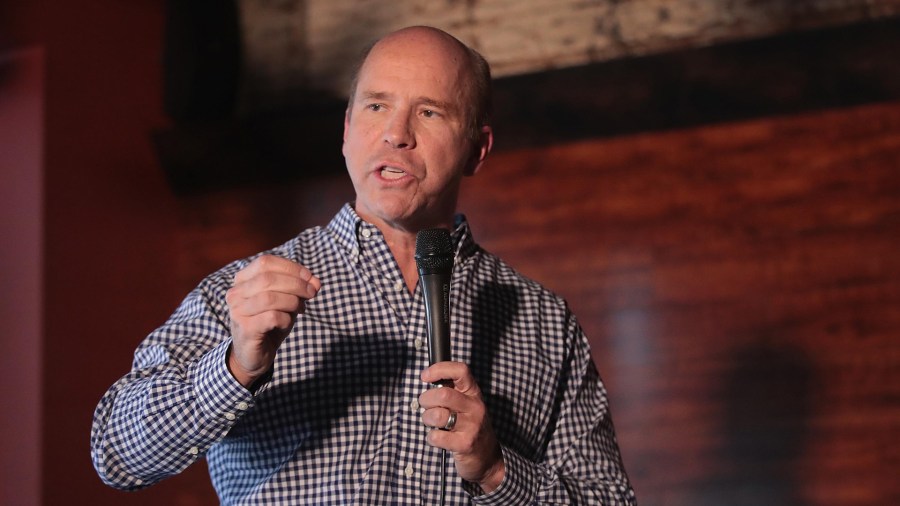 Former Maryland congressman John Delaney speaks to guests at the Marion County Democrats soup luncheon at the Peace Tree Brewing Company on February 17, 2019 in Knoxville, Iowa. (Credit: Scott Olson/Getty Images)