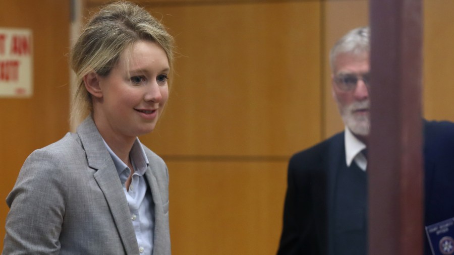 Former Theranos founder and CEO Elizabeth Holmes arrives at the Robert F. Peckham U.S. Federal Court on April 22, 2019, in San Jose, California. (Credit: Justin Sullivan/Getty Images)