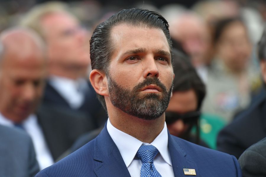 Donald Trump Jr. attends a French-U.S. ceremony at the Normandy American Cemetery and Memorial in Colleville-sur-Mer, Normandy on June 6, 2019. (Credit: MANDEL NGAN/AFP/Getty Images)