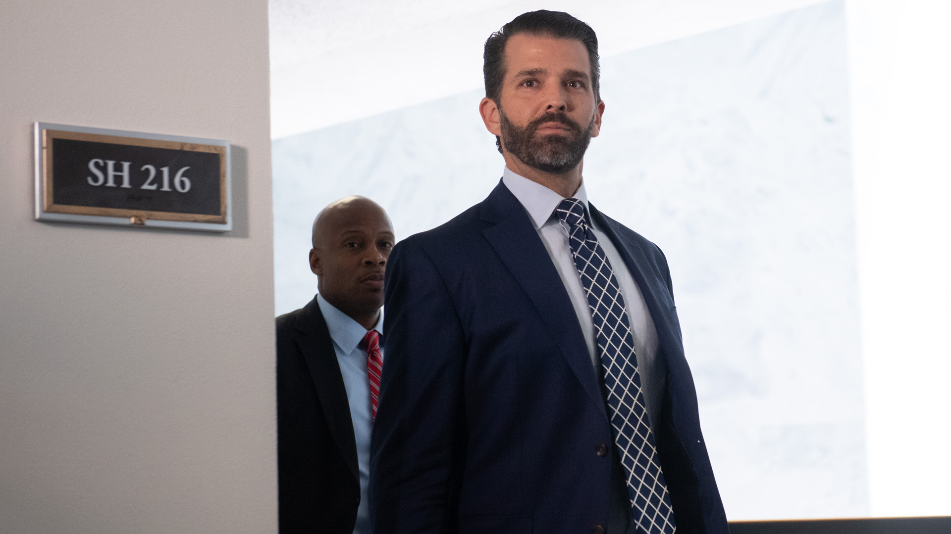 Donald Trump, Jr., leaves after testifying before the U.S. Senate Select Committee on Intelligence on Capitol Hill on June 12, 2019. (Credit: Saul Loeb/AFP/Getty Images)