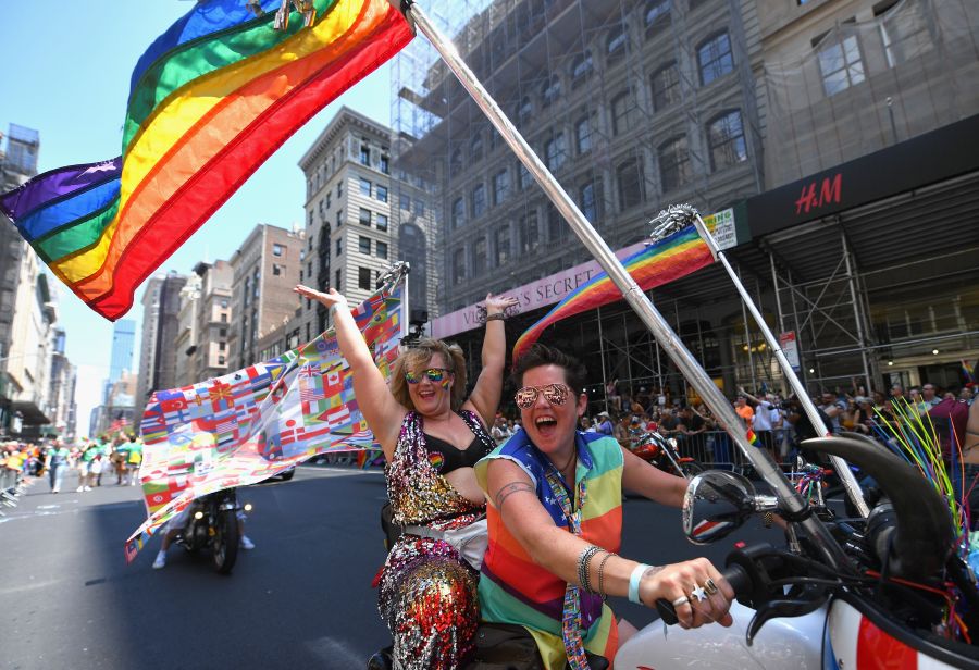 Participants take part in the NYC Pride March as part of World Pride commemorating the 50th Anniversary of the Stonewall Uprising on June 30, 2019, in New York City. (Credit: ANGELA WEISS / AFP/ Getty Images)