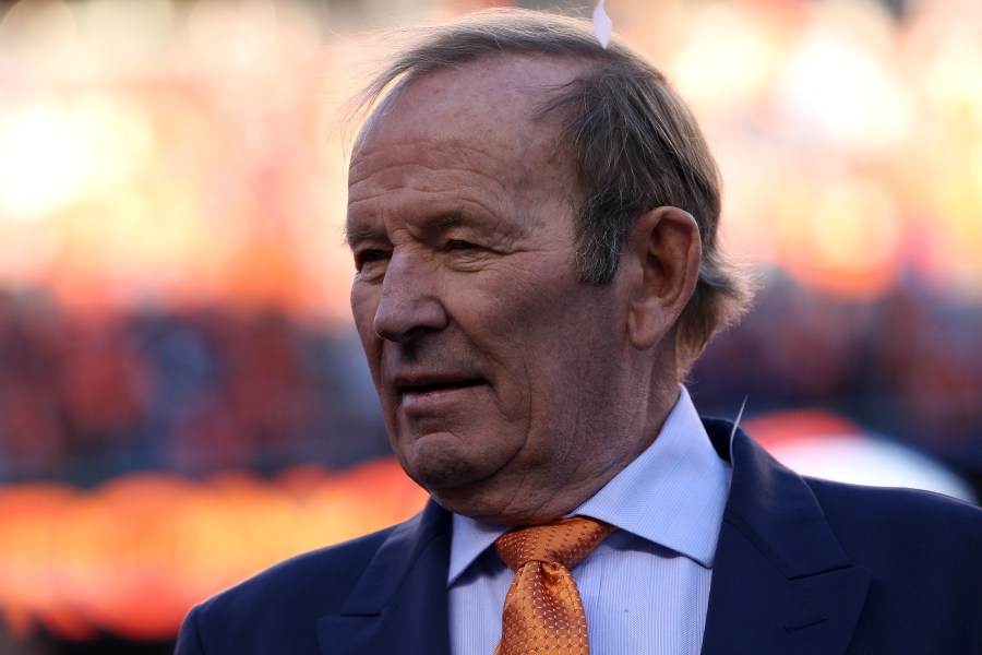 Team owner of the Denver Broncos Pat Bowlen celebrates after they defeated the New England Patriots 26 to 16 during the AFC Championship game at Sports Authority Field at Mile High on January 19, 2014 in Denver, Colorado. (Credit: Doug Pensinger/Getty Images)