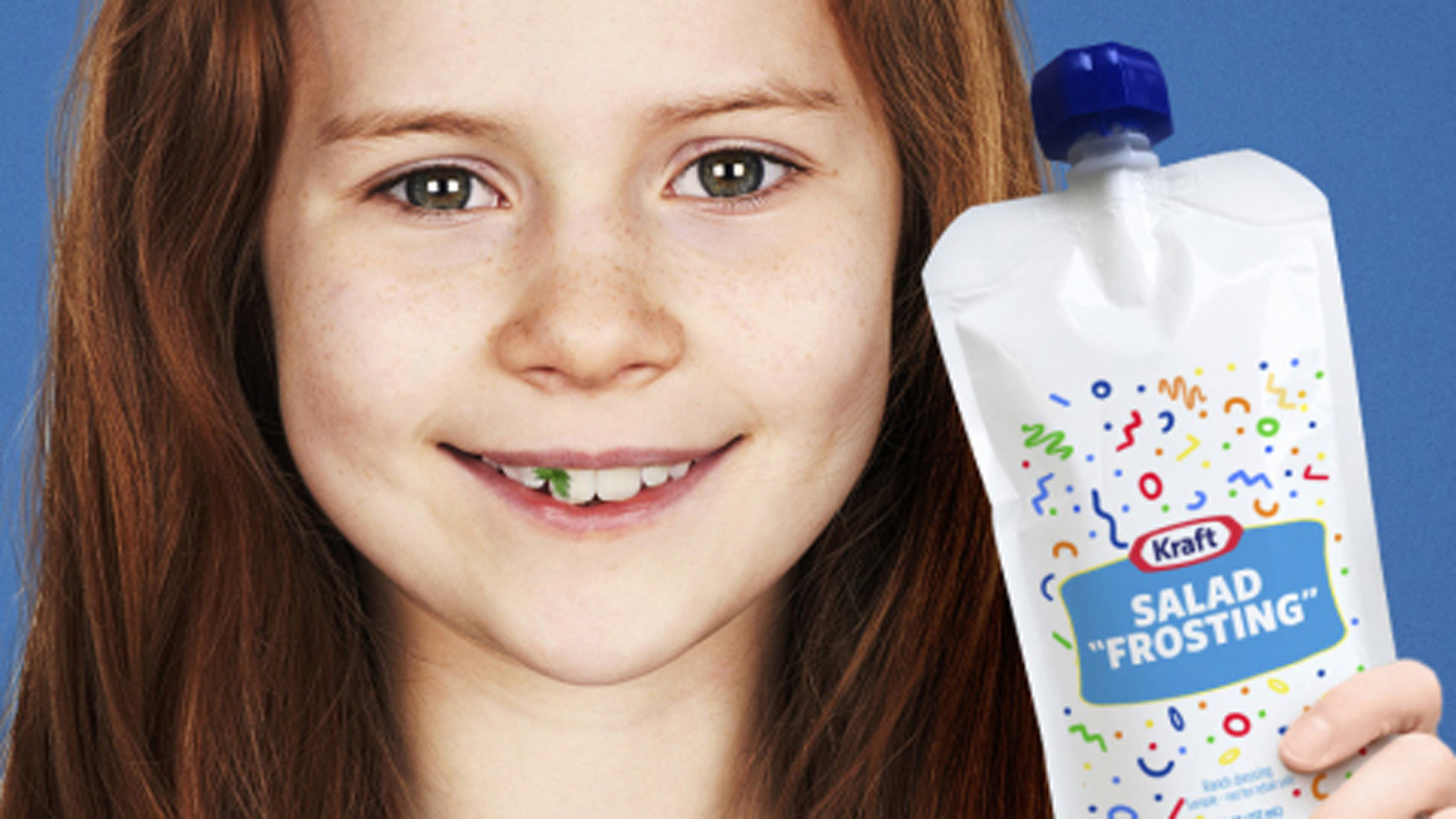 A photo of a child holding Kraft's new "salad frosting" product is seen in a photo from the company.